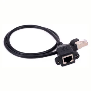 RJ45 Cat 6 Male to Female LAN Ethernet Network Extension Cable with Panel Mount