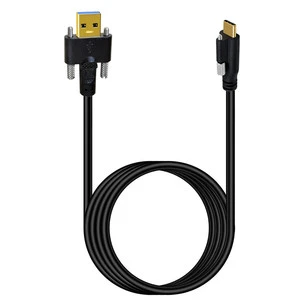 Gold Plated USB3.1Type-C to USB3.0 A male Screw Industrial Camera Lock Panel Data Cable
