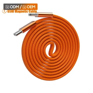 MS 65W Magnetic Braided Data Cable For I Phones, Featuring Self-attaching Flat Wire Design For Easy Portable Storage