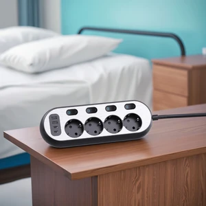 EU Standard 4-Outlet Power Socket Extension Strip With 2 USB-A & 2C 16A Electrical Plug Overload Protector KC/CE