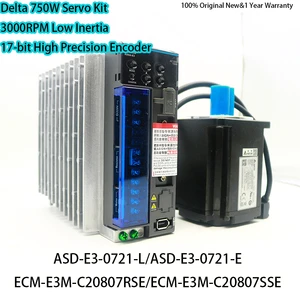Original Delta 750W E3 Servo Kit ASD-E3-0721-L/E Drive ECM-E3M-C20807RSE/SSE Servo Motor for CNC Packaging Machine
