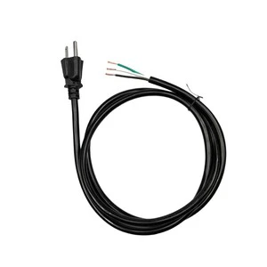NEMA Plug Bare End Power Cord Industrial Equipment Field Wiring 16AWG 14AWG 12AWG Custom Length