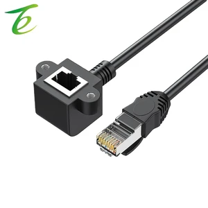 Pure Copper RJ45 Extension Cable with Ear Elbow at 90 Degrees Can Fix the Network Cable by Extending the Male to Female by 0.3