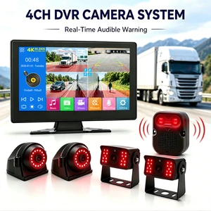 10.1 Inch Truck Camera System 4CH DVR with AI BSD Blind Spot Detection Recording Touch Monitor for Truck Bus RV Semi Trailer