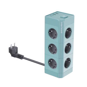 NEW Tower Socket 4/8/12 Outlets Extension Sockets Multiple 2m Power Cord Power Strip EU With 2 USB-A And 2 USB-C