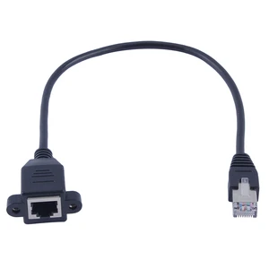 RJ45 PVC Cable Male to Female Screw Panel Mount Ethernet LAN Network 8 Pin Extension 30cm