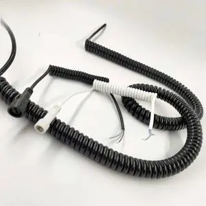 High Flex PUR Spiral Spring Cable Retractable Coiled Power Wire for Robotic Arm Automation Equipment