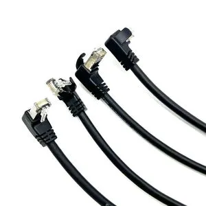 XUNJIE 90 Degree Cat6 Ethernet Extension Cable Indoor Use RJ45 Gigabit Network LAN Patch Cord PVC/LSZH Jacket CE ROHS Certified