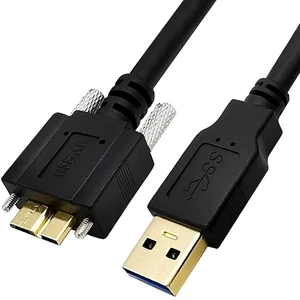 Industrial Camera USB3.0 To Micro-B High-speed Data Cable Gray Dot with Nut Screw Can Be Fixed 5Gbps Mobile Hard Disk Data Cable