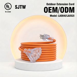 Linsheng 12/3 SJTW Heavy Duty Extension Cord 25FT UL Listed Lighted Triple Tap Outdoor Power Cord