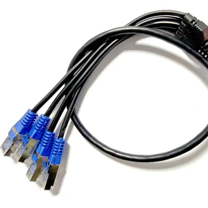 XXD RJ45 Panel Mount Male to Female Extension Cable Cat5e Patch Ethernet Cable with Screw Lock 1 to 4 Ports Communication Cables