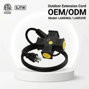 Linsheng New Arrival ETL Listed 15A 12/3 25FT SJTW 4-Outlet Heavy Duty Outdoor Extension Cord With Lighted Indicator