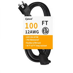 Custom Bulk 12/3 SJTW Waterproof Extension Cable 15A Heavy Duty Outdoor Power Cord for Industrial Machine Tools