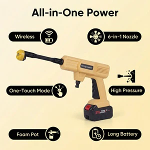 High Pressure 1100psi 2.4gpm 6-in-1 Nozzle Foam Cannon 2.5l Battery Abs Material Auto Car Wash Machine in China