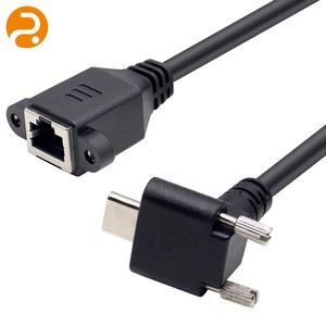 PVC RJ45 to Type-C Data Cable with Industrial Locking Connector for Industrial Switch and Security Camera