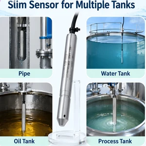13mm Stainless Steel Small Diameter Probe RS485 Hydrostatic Dam Pond Well Water Level Sensor 0.5% Accuracy 0-20m