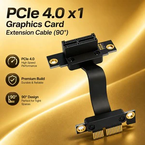 High Speed 16Gbps PCIe 4.0 X1 Extension Cable 90 Degree Riser Right Angle Shielded Flexible Cord Gold Plated Contacts NAS ITX