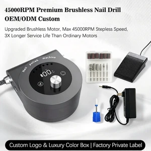OEM ODM Wireless Nail Drill 45000RPM Brushless Motor Touch Screen Foot Hand Dual Control for Importer