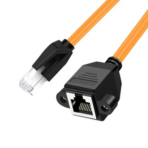 Cat 8 Panel Mount RJ45 Connector Male to Female Ethernet LAN Network Extension Cable High-Speed Communication RJ45 Cable