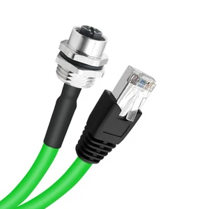 4 Pin M12 (Male/Female) with Panel Front/Rear Mount, M12 to RJ45 Male, A/D Type Industrial Ethernet Cable