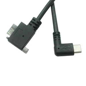 90 Degree Type-C Male to Micro USB 3.0 Cable with Locking Screws for Industrial Cameras