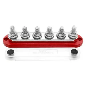 6 Way Battery 300A Bus Bar Terminal Block Heavy Duty 3/8 Studs Bus Bar Power Distribution Block with Cover for Car Yacht