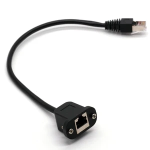 Ethernet LAN Cat5 UTP Panel Mount RJ45 Extension Cord with Adapter 30cm Copper Core for Machine Use