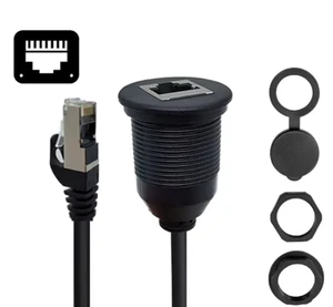 Braid Two-Way Radio Flush Mount Auto Ethernet RJ45 Male to Female Extension Cable Cat5e Network Patch Cord for Car Dash LAN