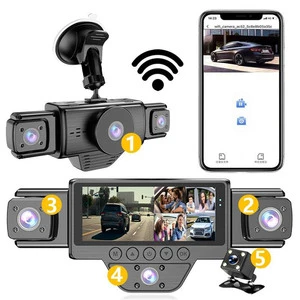 5 Lens Full HD 1080P Dash Cam with 3.16 Inch IPS Screen 128GB Card Starlight Night Vision Loop Recording G-Sensor Emergency Lock