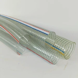 GEMIER High Pressure Flexible PVC Steel Wire Reinforced Transparent Industrial Irrigation Use Water Oil Suction Hose