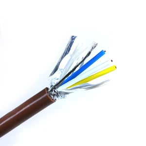 Twisted Pair 22AWG DeviceNet Cable 4x0.5mm² Brown Shielded CANopen Industrial Bus Cable