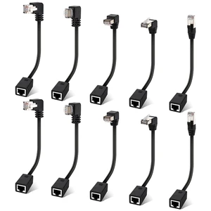 Cat6 Ethernet Indoor Extension Cable RJ45 Network LAN Patch Cord with FTP Shielded Male Female Connector Multiple Angles Adapter