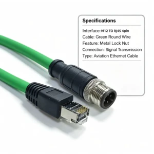 M12 to RJ45 Four-core A-type Male Shielded Waterproof Pair Wiring Cat5 RJ45 Copper IP67 Used in Industrial Automation Train