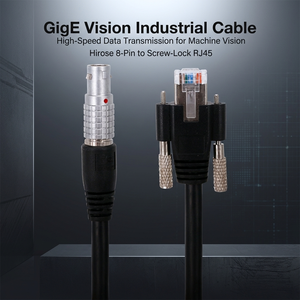 GigE Vision Industrial Camera Cable Hirose 8-Pin to Screw-Lock RJ45 High-Speed Data Transmission for Machine Vision