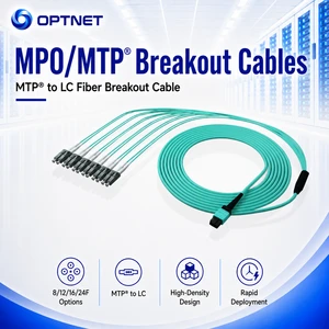 12Core Breakout Cable Multimode MPO-MPO Fiber Optical Patch Cord Aqua Protruding Key B For LSZH Jacket Patch Cable