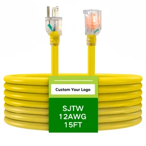 SJTW 14 AWG Outdoor Extension Cord Medium/Heavy Duty Weather-Resistant Home Appliance Use 15FT US Plug Standard 15A Rated