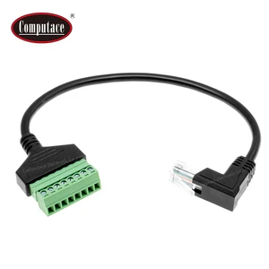 90 Elbow RJ45 8P8C Female to Female Bolt Screw Braid Shielded 5A Fast Charging PVC Adapter Cable for Computer Use