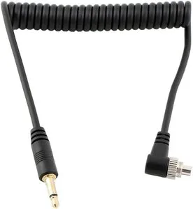 3.5mm to PC Sync Cable Cord Spring Coiled Wire Cord with Screw Lock for Canon Nikon Sony Most DSLR Camera Flash Trigger