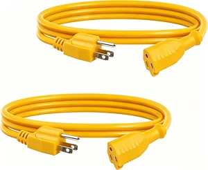 Yellow SJTOW 12/3 Extension Cord High Visibility Heavy Duty Power Cables Oil Resistant Electrical Supplies for Construction