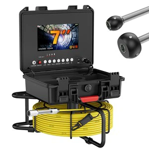 17MM 7-Inch Sewer Pipe Inspection Camera 30M Cable 5MM Diameter Drain Industrial Endoscope DVR Data Storage Night Vision