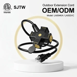 Linsheng ETL Listed 15A 12/3 25FT Outdoor SJTW Heavy Duty 3-Way Nema 5-15R Outlets Extension Cord With USB-A And USB-C Ports