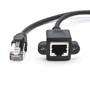 HUA Cat6 Copper Core USB 3.0 Ethernet Cable RJ45 Panel Mount IP67 Rated PVC Jacket Automotive Extension 300V