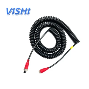 M12 Trigger Coiled Cable Waterproof Aviation Plug for Car Trailer Specialized for Car Reverse Backup Camera