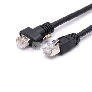 RJ45 Plug to RJ45 Screw-on Plug Black 1m GigE Camera Cable High Flexibility Industrial Ethernet Cable,Gigabit Data Transmission