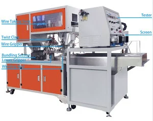 Fully Automatic Wire Harnes Winding Bundling Tying Tester Integrated Machine for USB DC AC Data Cable Power Cord Production Line