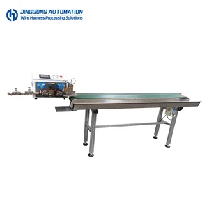 Computerized Cable Cutting Stripping Machine DG-505D Four Wheel Drive Wire Stripper for 7mm 6 Core Power Cord USB Data Cable HMI