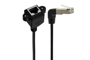 New 30cm Right Angle RJ45 Cat5e Flush Panel Cable with Screw to RJ45 Panel Mount Extension Male to Female up Angle Network Cable