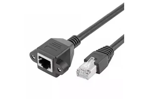 RJ45 Male to Female Screw Panel Mount Network Ethernet Cable Cat5e Extension Patch Cable RJ45 Cords Shielded