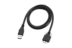 Double-shielded Braided Jacket Copper USB 3.0 Type-A Micro-B Data Cable Screw-Lock for Industrial Cameras Portable Hard Drives
