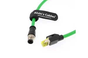 Alvin's Cables M12 4 Pin to RJ45 Industrial Ethernet Cable 4 Position D Coded CAT5 Shielded 1M for Camera Use